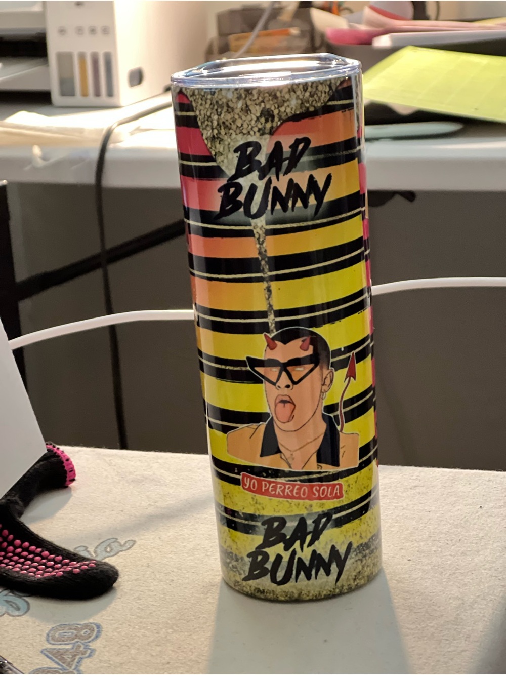 Bad Bunny Yellow Striped Tumbler & Mug Set - Picture 4 of 12
